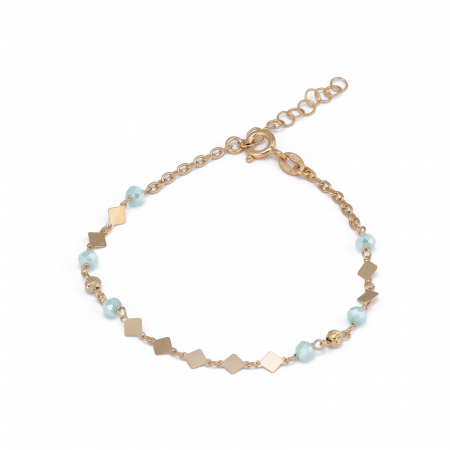 BRATARI - Bratara din argint 925 placat cu aur de 14 kt , Piatra : larimar fatetat, Culoare : albastru deschis , Sonis Silver
