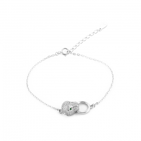 Bratari din argint cu piatra - Bratara din argint 925 rodiat, Piatra: zirconia fatetata si cubic zirconia,  Culoare: transparent si verde, Sonis Silver