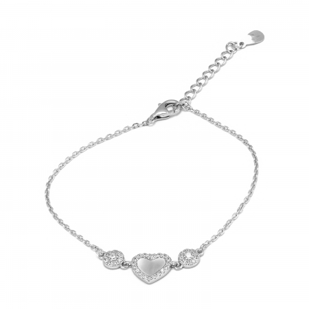 Bratari din argint cu piatra - Bratara din argint 925 rodiat, Piatra: cubic zirconia, culoare: transparenta, Sonis Silver