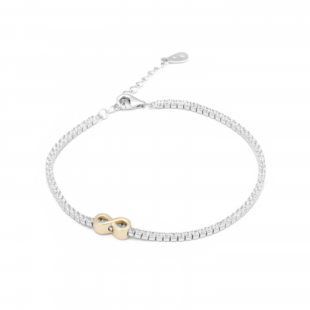 Produse - Bratara  tip "Tennis" din argint 925 rodiat, element central  rodiat cu rodiu auriu, Piatra: cubic zirconia,  Culoare: transparenta, Sonis Silver