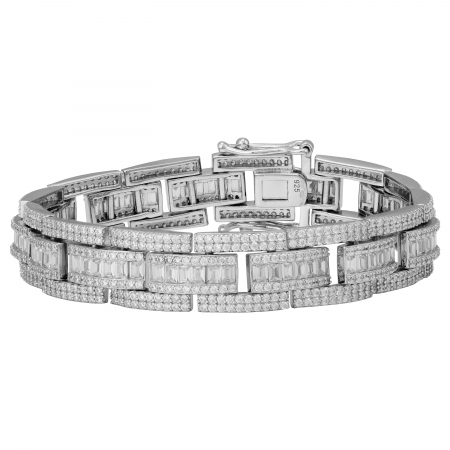 BRATARI - Bratara tip ''Cuban'' din argint 925 rodiat, Piatra: cubic zirconia si zirconia fatetata, Culoare: transparenta, Sonis Silver