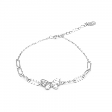 Produse - Bratara din argint 925 rodiat, Piatra: email si cubic zirconia, Culoare: alb, transparent, Sonis Silver