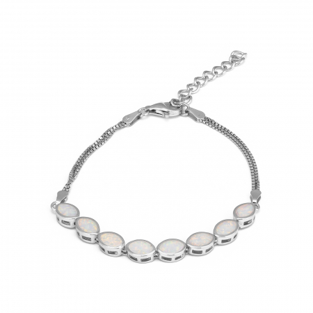 BRATARI - Bratara din argint 925 rodiat, Piatra: opal de laborator , Culoare: alb cu insertii, Sonis Silver