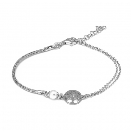 BRATARI - Bratara din argint 925 rodiat , Piatra : perla de laborator , Culoare : alb ,Sonis Silver