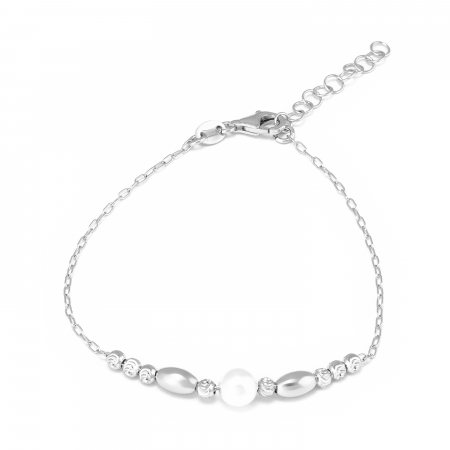 Bratari din argint fara piatra - Bratara din argint 925 rodiat ,Piatra: perla de laborator , Culoare: alb, Sonis Silver