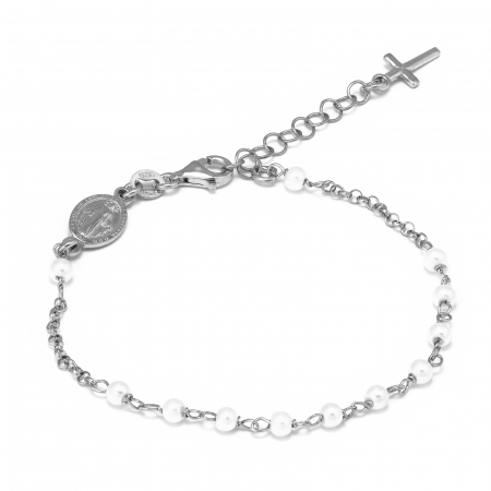 BRATARI - Bratara din argint 925 rodiat , Piatra : perla de laborator , Culoare : alb ,Sonis Silver