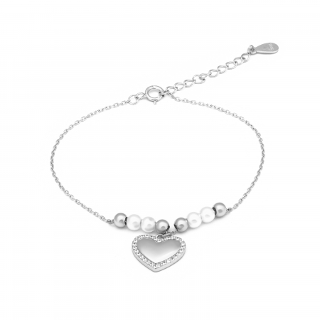 Produse - Bratara din argint 925 rodiat, Piatra: perla de laborator si cubic zirconia, Culoare: alb, transparent, Sonis Silver