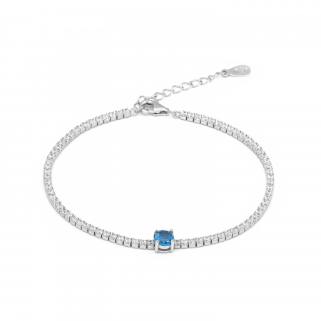 Bratari din argint cu piatra - Bratara din argint 925 rodiat, Piatra: zirconia fatetata si cubic zirconia, Culoare: albastru, transparent, Sonis Silver
