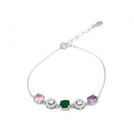 Bratari din argint cu piatra - Bratara din argint 925 rodiat, Piatra: zirconia fatetata si cubic zirconia, Culoare: multicolor, Sonis Silver