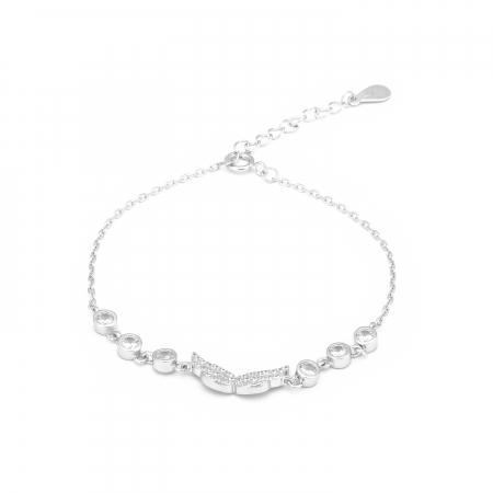 Bratari din argint cu piatra - Bratara din argint 925 rodiat, Piatra: zirconia fatetata si cubic zirconia, Culoare: transparent, Sonis Silver