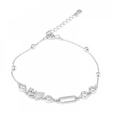 Bratari din argint cu piatra - Bratara din argint 925 rodiat ,Piatra: zirconia fatetata si cubic zirconia , Culoare: transparenta