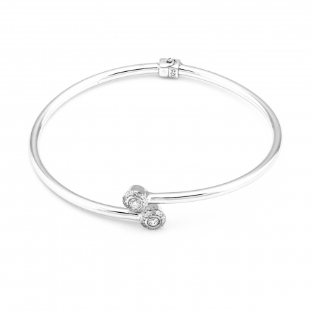 Bratari din argint cu piatra - Bratara fixa, din argint 925 rodiat, Piatra: zirconia fatetata si cubic zirconia, Culoare: transparenta,