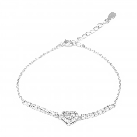 Bratari din argint cu piatra - Bratara din argint 925 rodiat ,Piatra: zirconia fatetata si cubic zirconia , Culoare: transparenta , Sonis Silver
