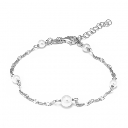 BRATARI - Bratara din argint 925 rodiat , Piatra : perla de laborator , Culoare : alb ,Sonis Silver