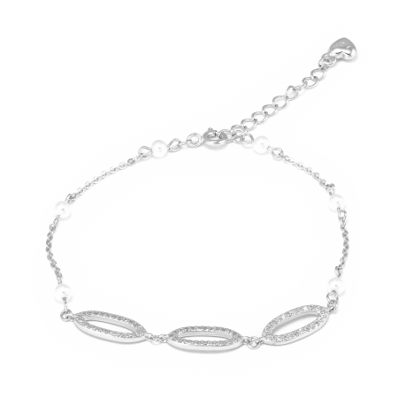 BRATARI - Bratara din argint 925 rodiat ,Piatra: perla de laborator si cubic zirconia , Culoare: alb si transparent,  Sonis Silver
