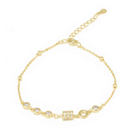 BRATARI - Bratara din argint 925 placat cu aur de 14 kt,  Piatra: zirconia fatetata , Culoare: transparenta, Sonis Silver