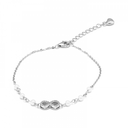 BRATARI - Bratara din argint 925 rodiat ,Piatra: perla de laborator si cubic zirconia, Culoare: alb si transparent , Sonis Silver