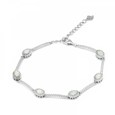 BRATARI - Bratara din argint 925 rodiat ,Piatra : opal de laborator si cubic zirconia , Culoare ; alb si transparent ,  Sonis Silver