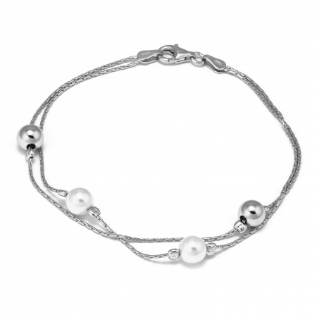 BRATARI - Bratara din argint 925 rodiat , Piatra : perla de laborator , Culoare : alb ,Sonis Silver