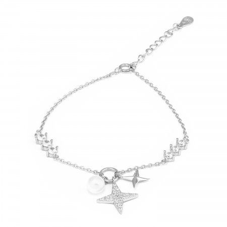 BRATARI - Bratara din argint 925 rodiat , Piatra : zirconia fatetata , cubic zirconia si perla de laborator , Sonis Silver