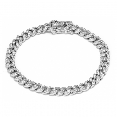 BRATARI - Bratara tip "Cuban " din argint 925 rodiat ,Piatra : cubic zirconia , Culoare : transparenta , Sonis Silver