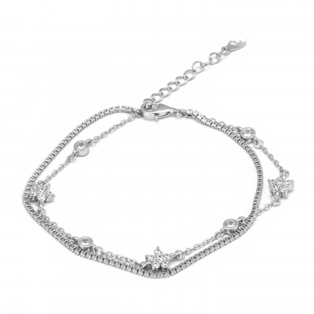 Bratari din argint cu piatra - Bratara tip"Tennis" din argint 925 rodiat , Piatra: zirconia fatetata si cubic zirconia, Culoare: transparenta, Sonis Silver