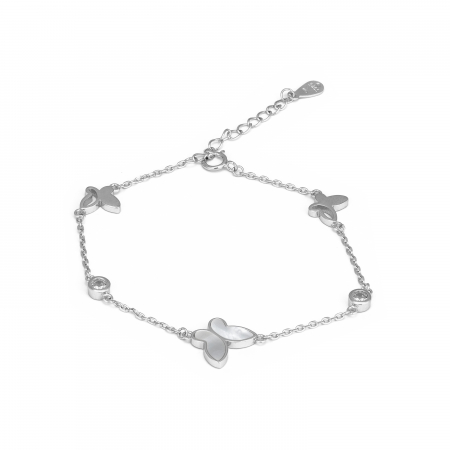 BRATARI - Bratara din argint 925 rodiat , Piatra : sidef si cubic zirconia , Culoare : sidef si transparent ,  Sonis Silver