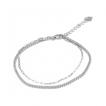 BRATARI - Bratara cu doua siruri  din argint 925 rodiat ,Piatra : cubic zirconia , Culoare : transparenta , Sonis Silver