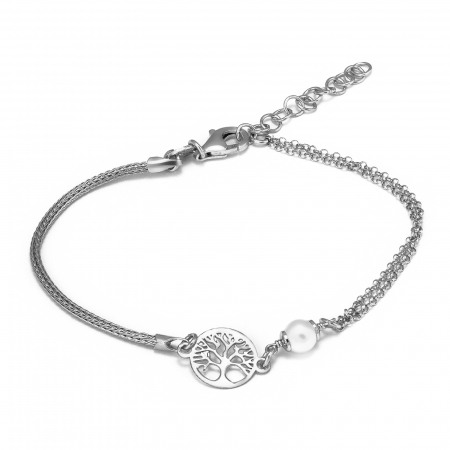 BRATARI - Bratara din argint 925 rodiat , Piatra : perla de  laborator , Culoare : alb ,Sonis Silver