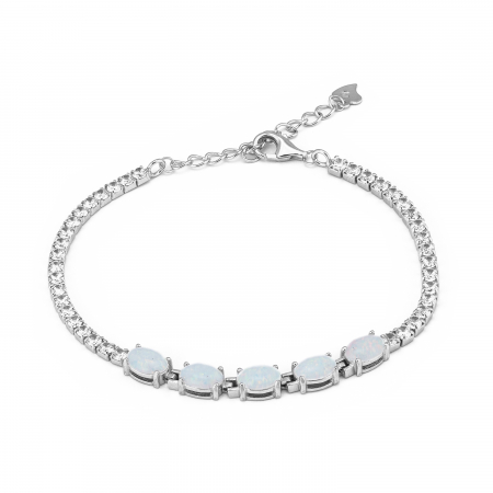 BRATARI - Bratara din argint 925 rodiat ,Piatra : opal de laborator  si zirconia fatetata ,  Culoare: alb si transparent ,   Sonis Silver