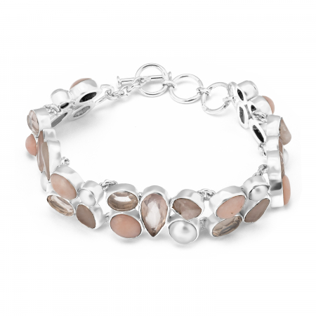 BRATARI - Bratara din argint 925, Piatra : turqoise , sidef , piatra lunii si zirconia fatetata , Culoare : roz , sidef si transparent , Sonis Silver
