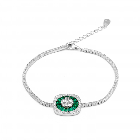 Bratari din argint cu piatra - Bratara din argint 925 rodiat , Piatra : zirconia fatetata si cubic zirconia , Culoare : transparent si verde ,  Sonis Silver