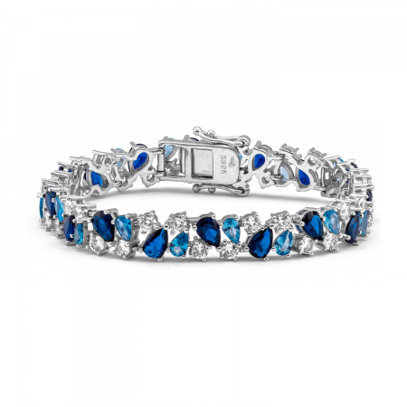 Bratara din argint 925 rodiat , Piatra: zirconia fatetata, Culoare:albastru inchis, albastru deschis si transparent , [0]