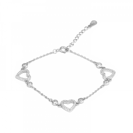 Bratari din argint cu piatra - Bratara din argint 925 rodiat , Piatra : zirconia fatetata si cubic zirconia , Culoare : transparenta ,  Sonis Silver