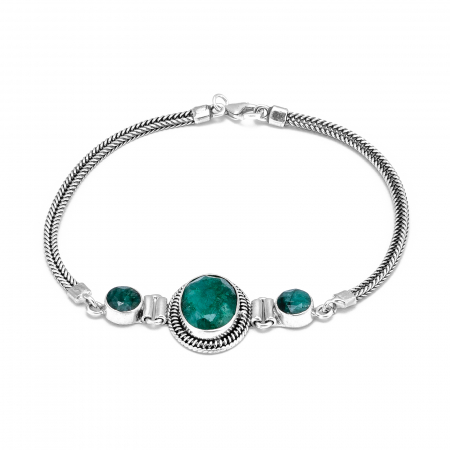 Bratari din argint fara piatra - Bratara din argint 925 vintage, Piatra: smarald, Culoare: verde, Sonis Silver