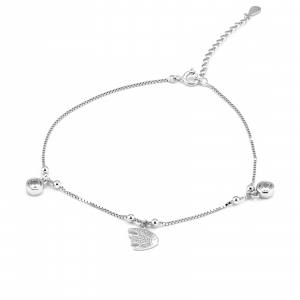 Bratari din argint pentru glezna - Bratara din argint 925 rodiat pentru glezna, Piatra: zirconia fatetata si cubic zirconia, Sonis Silver