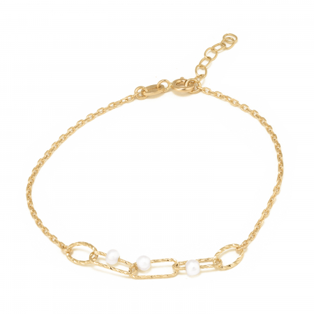 Bratara din aur 585/ 14 kt, Piatra: perla de laborator, Culoare: alb [0]