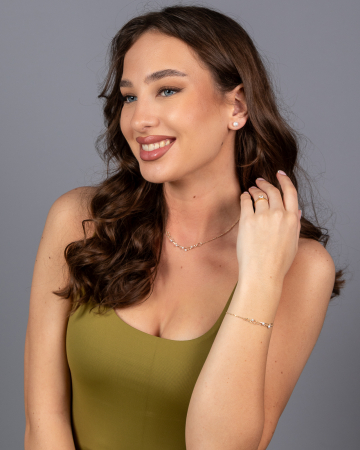 Bratara din aur 585/ 14 kt, Piatra: perla de laborator, Culoare: alb [1]