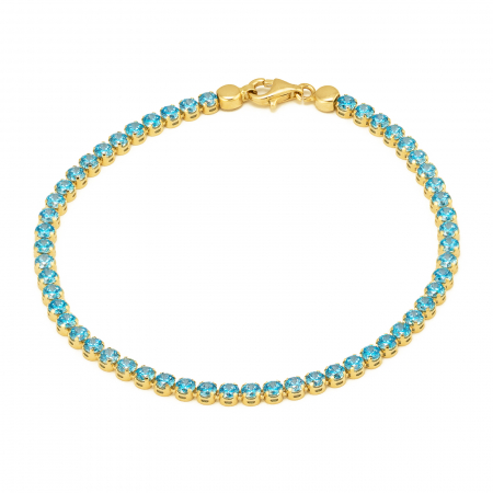 BIJUTERII DIN AUR - Bratara tip ''Tennis'' din aur 585/ 14 kt, Piatra: zirconia fatetata, Culoare: albastra