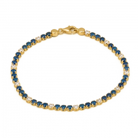 Bratari pentru EA - Bratara tip ''Tennis'' din aur 585/ 14 kt, Piatra: zirconia fatetata, Culoare: albastru si transparent