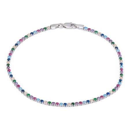Bratari pentru EA - Bratara din aur alb 585/ 14 kt, Piatra: zirconia fatetata , Culoare: multicolor,