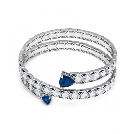 BRATARI - Bratara fixa, din argint 925 rodiat, Piatra: Sapphire, cubic zirconia si email ,Culoare: albastru si transparent, Sonis Silver