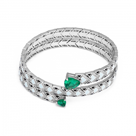 BRATARI - Bratara fixa, din argint 925 rodiat, Piatra: Smarald, cubic zirconia si email ,Culoare: verde,albastru,negru si transparent, Sonis Silver