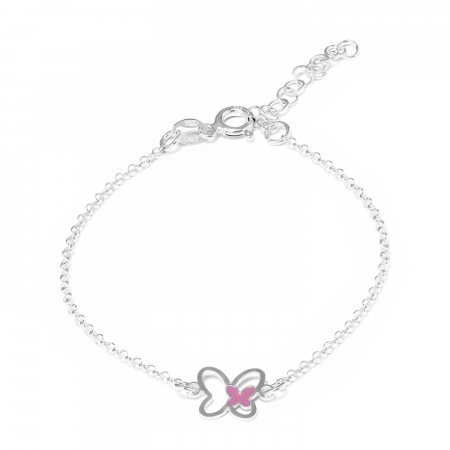 Bratari- COPII - Bratara pentru copii din argint 925  ,Piatra: email, Culoare: roz,  Sonis Silver