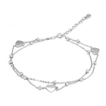 BRATARI PENTRU GLEZNA - Bratara pentru glezna, cu doua siruri, din argint 925 rodiat, Sonis Silver