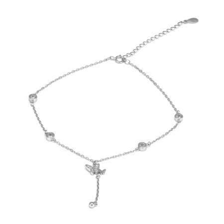 BRATARI - Bratara pentru glezna din argint 925 rodiat , Piatra : zirconia fatetata si cubic zirconia, Culoare : transparenta , Sonis Silver