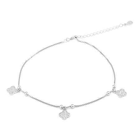 BRATARI PENTRU GLEZNA - Bratara pentru glezna, din argint 925 rodiat, Piatra: cubic zirconia,  Culoare: transparenta, Sonis Silver