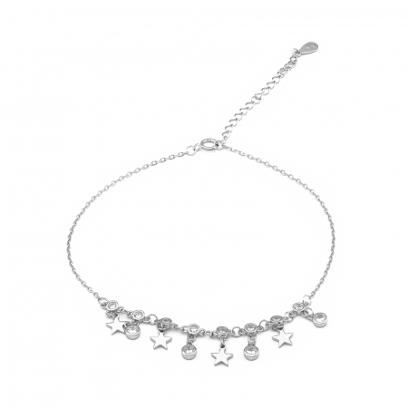 Produse - Bratara pentru glezna,  din argint 925 rodiat , Piatra : zirconia fatetata  ,Culoare : transparenta ,Sonis Silver