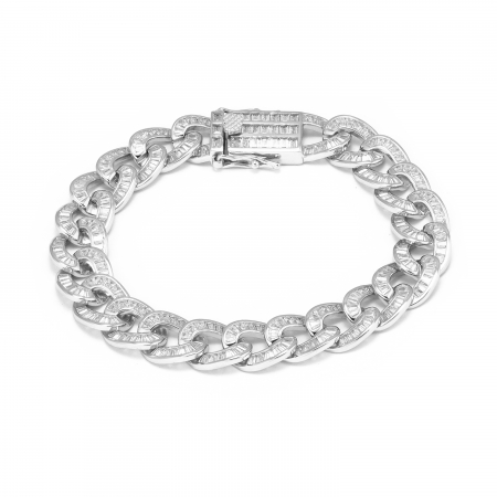 BRATARI - Bratara tip "Cuban " din argint 925 rodiat ,Piatra : zirconia fatetata, Culoare : transparenta ,Sonis Silver