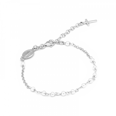 BRATARI - Bratara tip " rozariu " din argint 925 rodiat, Piatra: perla de laborator, Culoare: alb, Sonis Silver